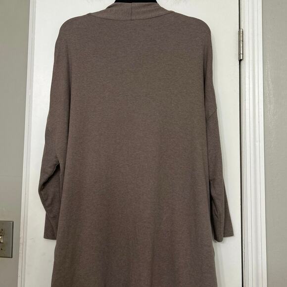 Pact Airplane Cardigan Organic Cotton Open Front Drapey Pocket Sweater M/L Brown - Picture 8 of 14